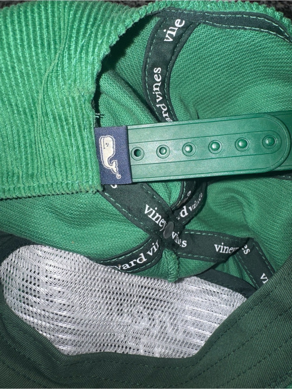 Vineyard Vines Green Corduroy Logo Cap with White Trim - Picture 5 of 6